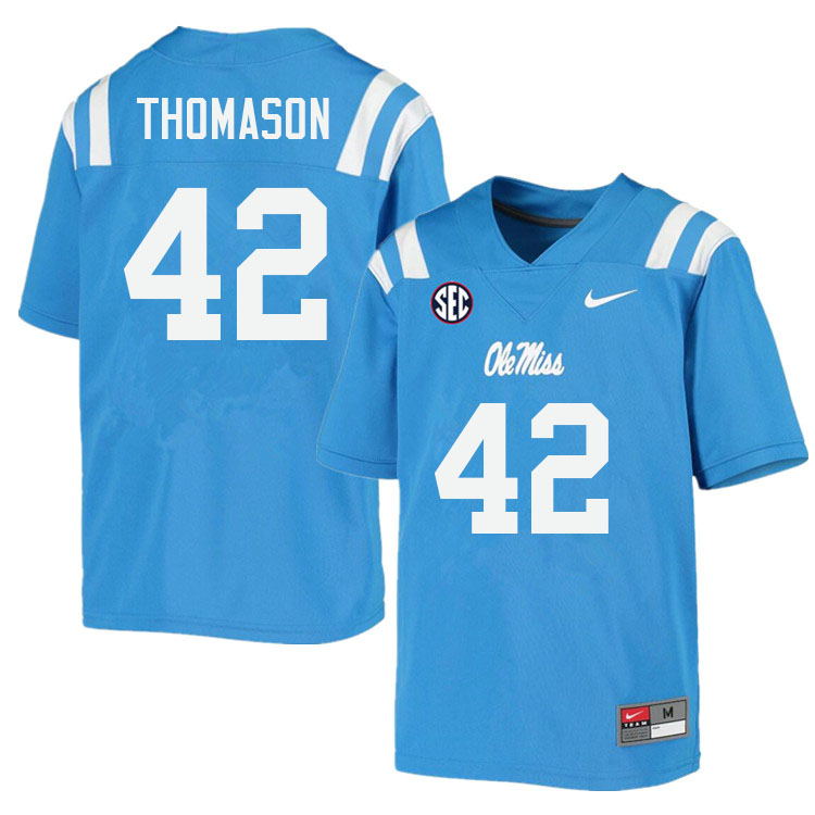 Men #42 Landon Thomason Ole Miss Rebels College Football Jerseys Sale-Power Blue